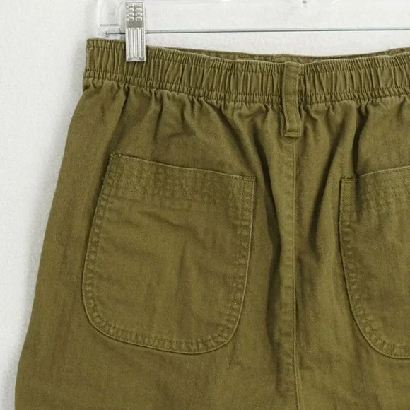 Madewell aj524 Womens Camp Shorts High Waist Green Cotton Elastic Waist Sz Small - Picture 5 of 8